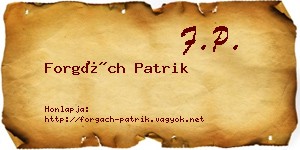Forgách Patrik névjegykártya